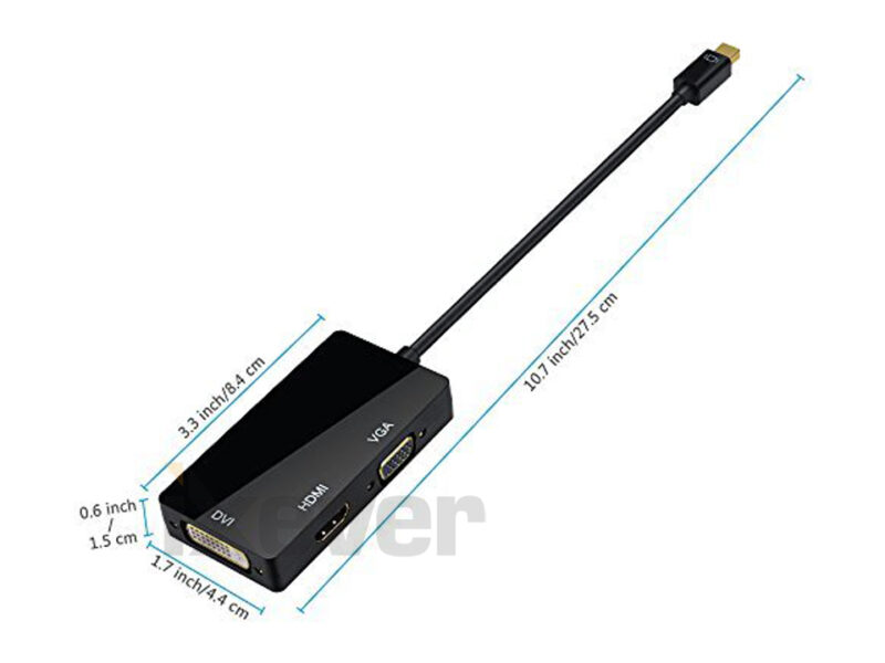 Mini DP DisplayPort to DVI VGA HDMI Video Adapter Cable Thunderbolt Compatible for Apple iMac, MacBook Air Pro Mini, Microsoft Surface Book Surface Pro 3/4, Google Chromebook – Black - Image 5