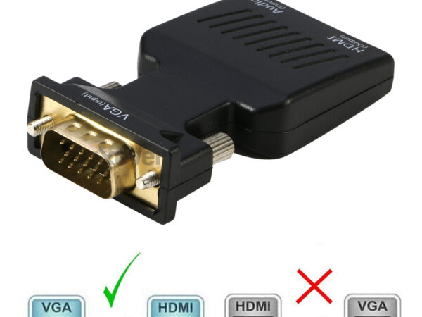 VGA to HDMI Video Adapter Converter with Audio for older computer laptop with VGA output to TV, Monitor or Projector with HDMI input