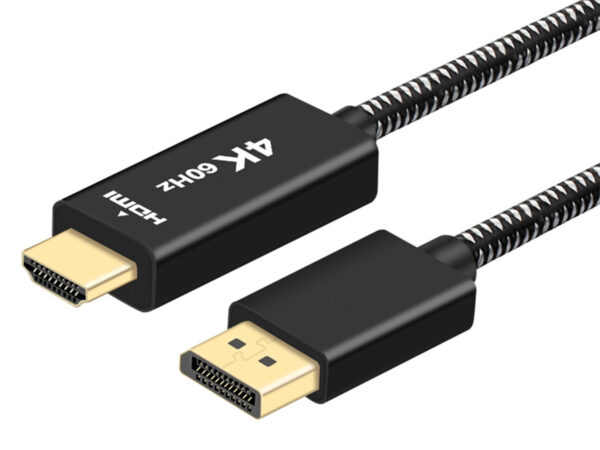 4K DisplayPort to HDMI Adapter Cable 6.6ft, DisplayPort (DP) to HDMI Cable 4K 60Hz UHD High Speed Compatible for Lenovo, HP, DELL, GPU, AMD, NVIDIA, More