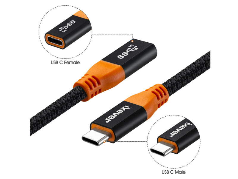 USB Type C Extension Cable (3.3Ft/1m), iXever USB 3.1 (Gen2,10Gbps) Type C Male to Female Extender Charging & Sync for Nintendo Switch, MacBook Pro 2016/2017 Touchbar Dell XPS MS Surface Book - Image 5