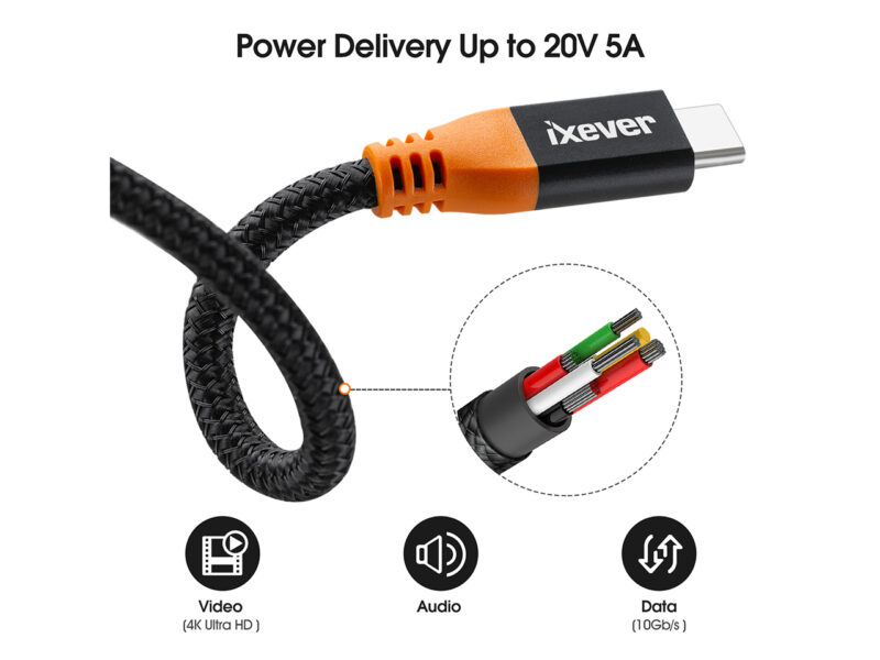 USB Type C Extension Cable (3.3Ft/1m), iXever USB 3.1 (Gen2,10Gbps) Type C Male to Female Extender Charging & Sync for Nintendo Switch, MacBook Pro 2016/2017 Touchbar Dell XPS MS Surface Book - Image 4