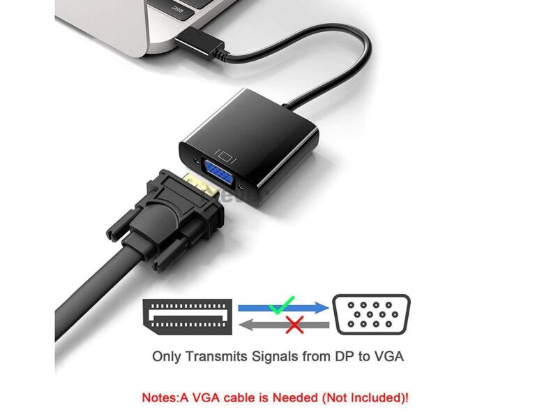 DisplayPort to VGA Adapter, 5 Pack Gold-Plated Display Port to VGA Adapter (Male to Female) Compatible with Computer, Desktop, Laptop, PC, Monitor, Projector, HDTV - Black - Image 6