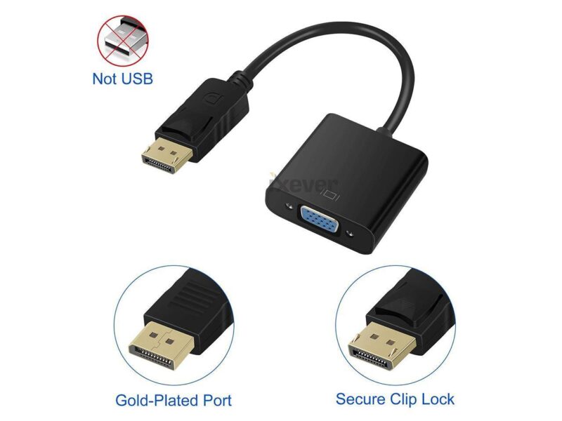 DisplayPort to VGA Adapter, 5 Pack Gold-Plated Display Port to VGA Adapter (Male to Female) Compatible with Computer, Desktop, Laptop, PC, Monitor, Projector, HDTV - Black - Image 4