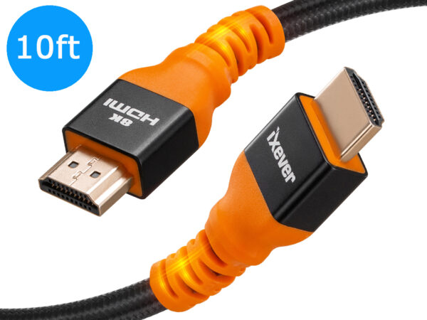 8K HDMI Cable 10ft, iXever Ultra HD High Speed 48Gpbs HDMI 2.1 Cable 8K@60Hz 4K@144Hz eARC HDR10, HDCP 2.2, Compatible with Dolby Vision Xbox PS4 PS5 Apple TV 4K Roku Fire TV Switch Vizio