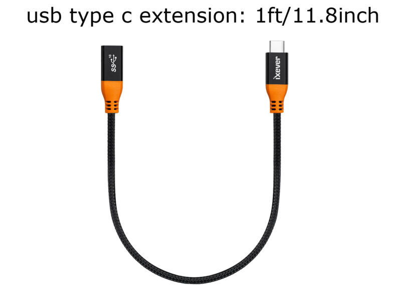 USB C Extension Cable Short 1Ft (2Pack), iXever 100W PD Fast Charging 10 Gbps USB 3.1 Gen 2 Data 4K USB Type C Male to Female Extender Cord, Compatible with MacBook Air Surface XPS Nintendo Switch - Image 7