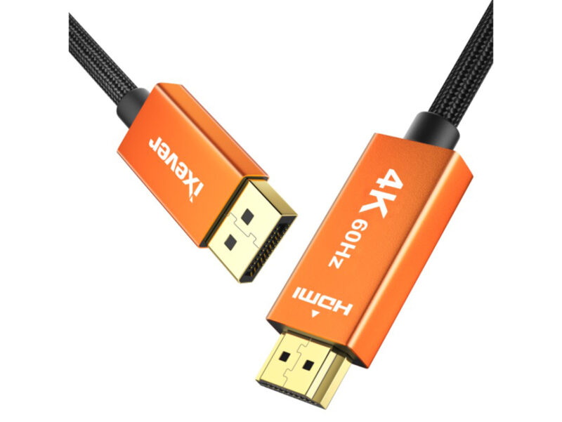 iXever DisplayPort to HDMI Cable Adapter 4K 60Hz 6 Feet (Uni-directional), Gold Plated Plugs, Aluminum Shell, UHD High Speed DisplayPort(DP) to HDMI Cable for Lenovo, HP, DELL, GPU, AMD, NVIDIA - Image 5