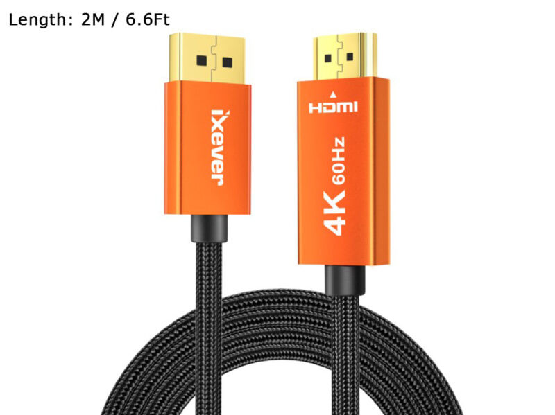 iXever DisplayPort to HDMI Cable Adapter 4K 60Hz 6 Feet (Uni-directional), Gold Plated Plugs, Aluminum Shell, UHD High Speed DisplayPort(DP) to HDMI Cable for Lenovo, HP, DELL, GPU, AMD, NVIDIA - Image 6