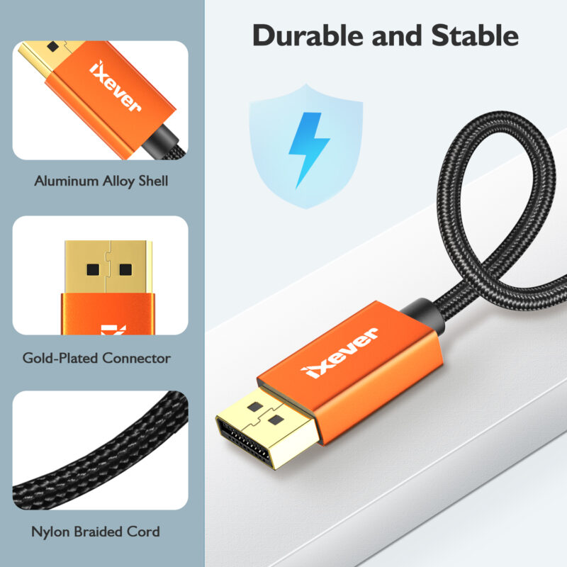 iXever DisplayPort to HDMI Cable Adapter 4K 60Hz 6 Feet (Uni-directional), Gold Plated Plugs, Aluminum Shell, UHD High Speed DisplayPort(DP) to HDMI Cable for Lenovo, HP, DELL, GPU, AMD, NVIDIA - Image 2