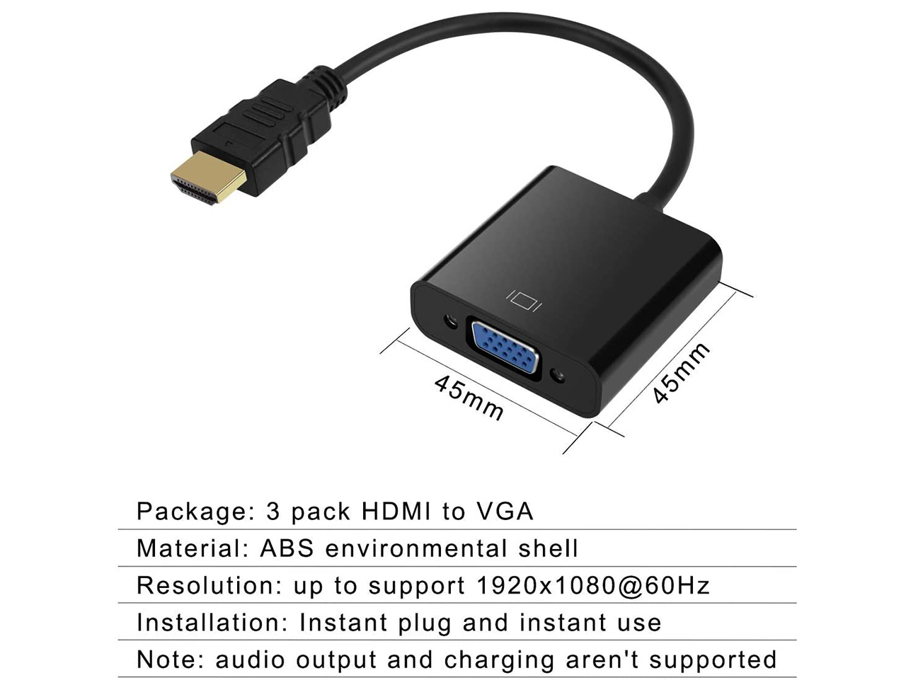 10m Roku HDTV HDMI to VGA Adapter Cable Gold Plated 1080P Active HDMI Digital to VGA Analog Video Adapter Converter Cable for Desktop Raspberry Pi Xbox Projector