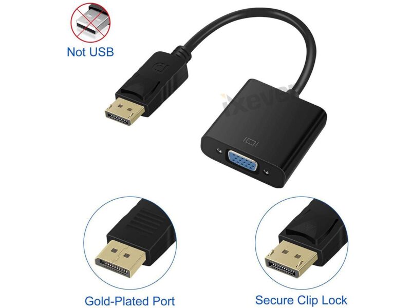 DisplayPort to VGA Adapter 1080p 10Pack,iXever Display Port to VGA Adaptor Male to Female, Gold Plated, Compatible with Computer, Desktop, Laptop, PC, Monitor, Projector, HDTV - Black - Image 4