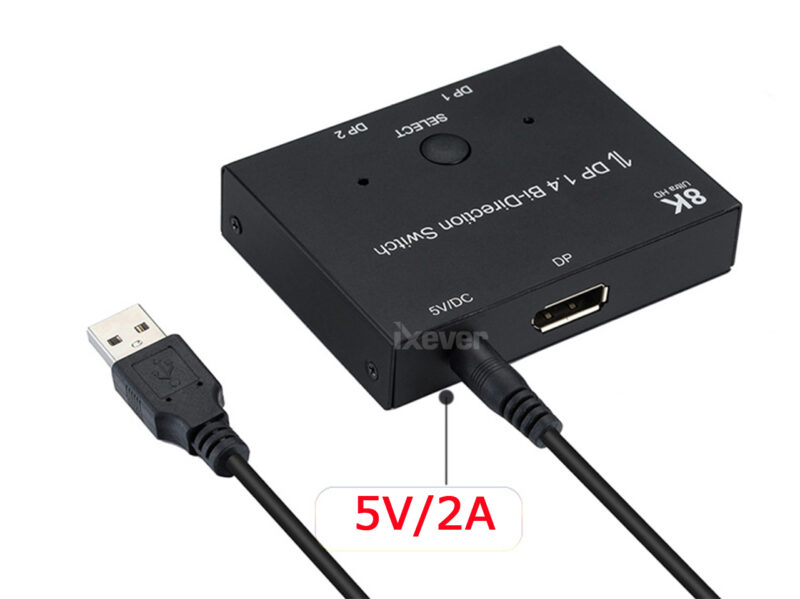 8K DisplayPort 1.4 Switch, iXever DP DisplayPort 1.4 Bi-Direction Switch Splitter 1X2 or 2x1 DP 1.4 KVM 8K@60Hz 4K@120Hz for Multiple Source and displays switcher - Image 4