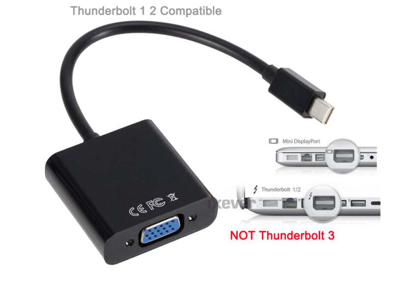 Mini DisplayPort (Mini DP) to VGA Adapter, iXever Gold Plated 1080P Thunderbolt Port Compatible Converter, For Compatible with MacBook Air, MacBook Pro (BEFORE 2016), iMac (BEFORE 2017), Mac Mini Pro - Image 5