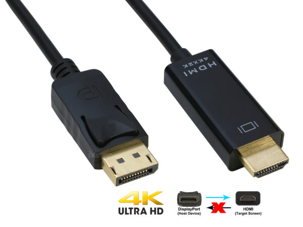 DP DisplayPort to HDMI Cable 6ft, IXEVER 4K Display Port to HDMI Adapter Male to Male 6 Feet Cable Cord Converter for PCs to HDTV, Monitor, Projector